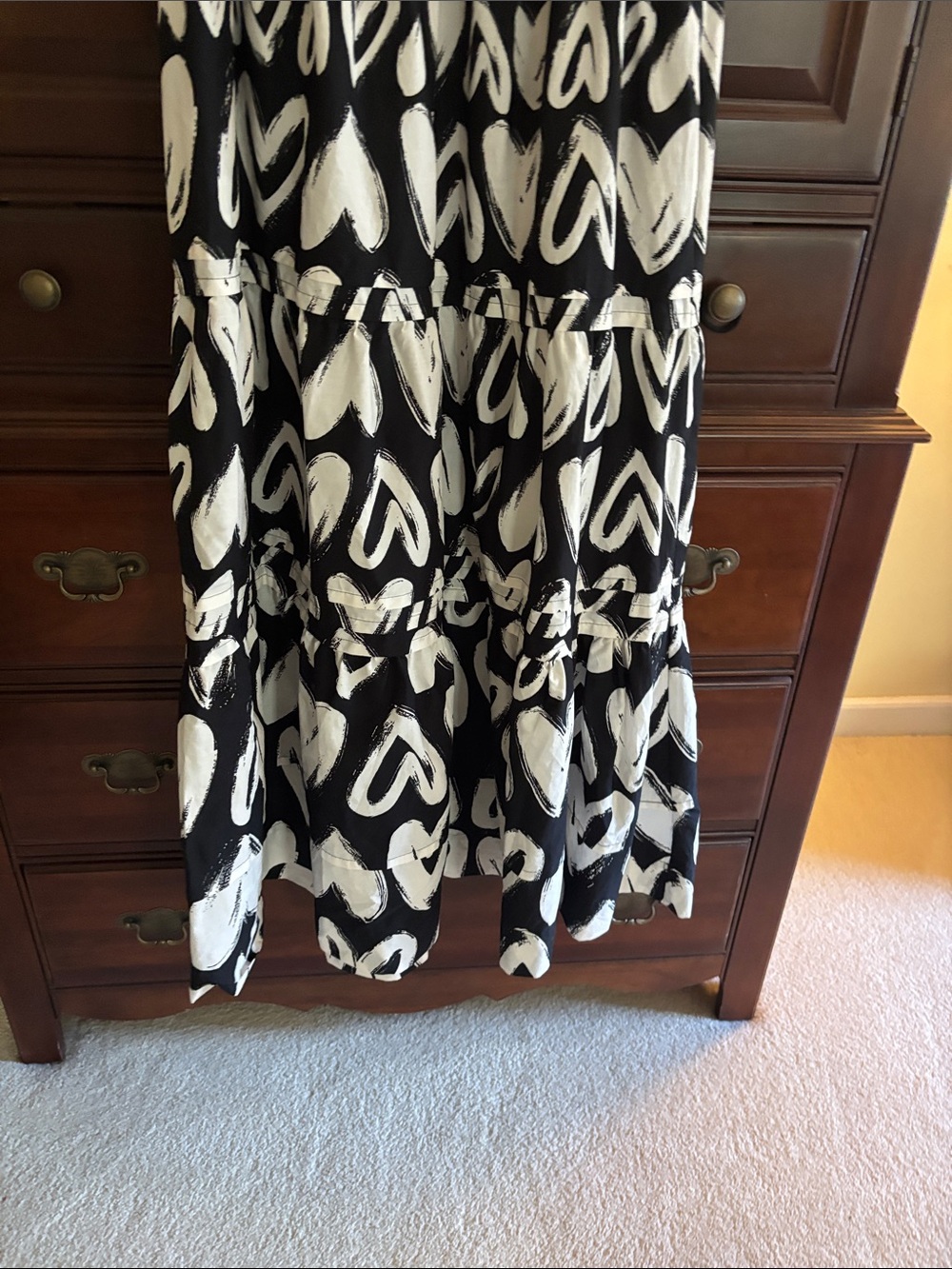 Anthropologie Black and White Heart Print Maxi Dress - Picture 6 of 9